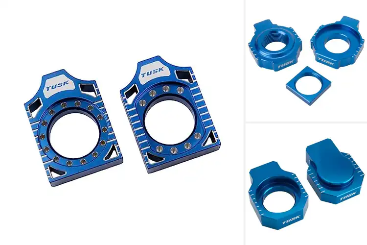 Detailed view of Best Blue Tusk Racing Axle Blocks: Upgrade Your Ride Today