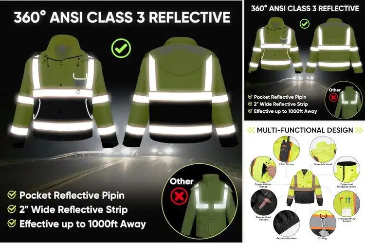 Detailed view of Best Hi-Vis Rain Jackets: Stay Safe, Dry & Visible in Style