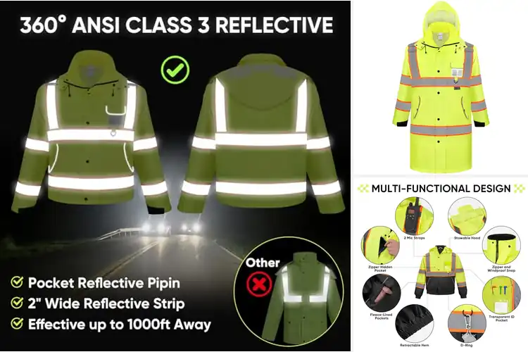 Detailed view of Best Reflective Rain Jacket